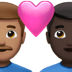 👨🏽‍❤️‍👨🏿 couple with heart: man, man, medium skin tone, dark skin tone display on Apple